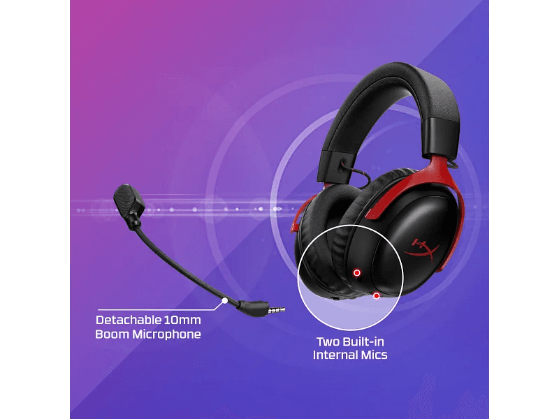 HyperX HyperX Cloud III S Wireless Black-Red Gaming Headset, 2.4GHz Wireless, Bluetooth, or Instant Pair, Up to 120 Hours Battery Life, PC, Mac, PS5, and Mobile | A59Z0AA - product view 2 of 7