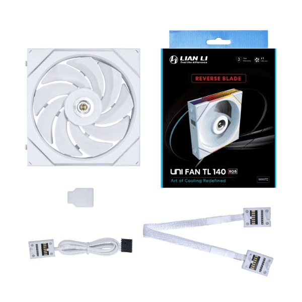 LIAN LI Lian Li UNI FAN TL 140 REVERSE BLADE White Case Fan, Fluid Dynamic Bearing (FDB) | 12RTL1W - product view 2 of 2