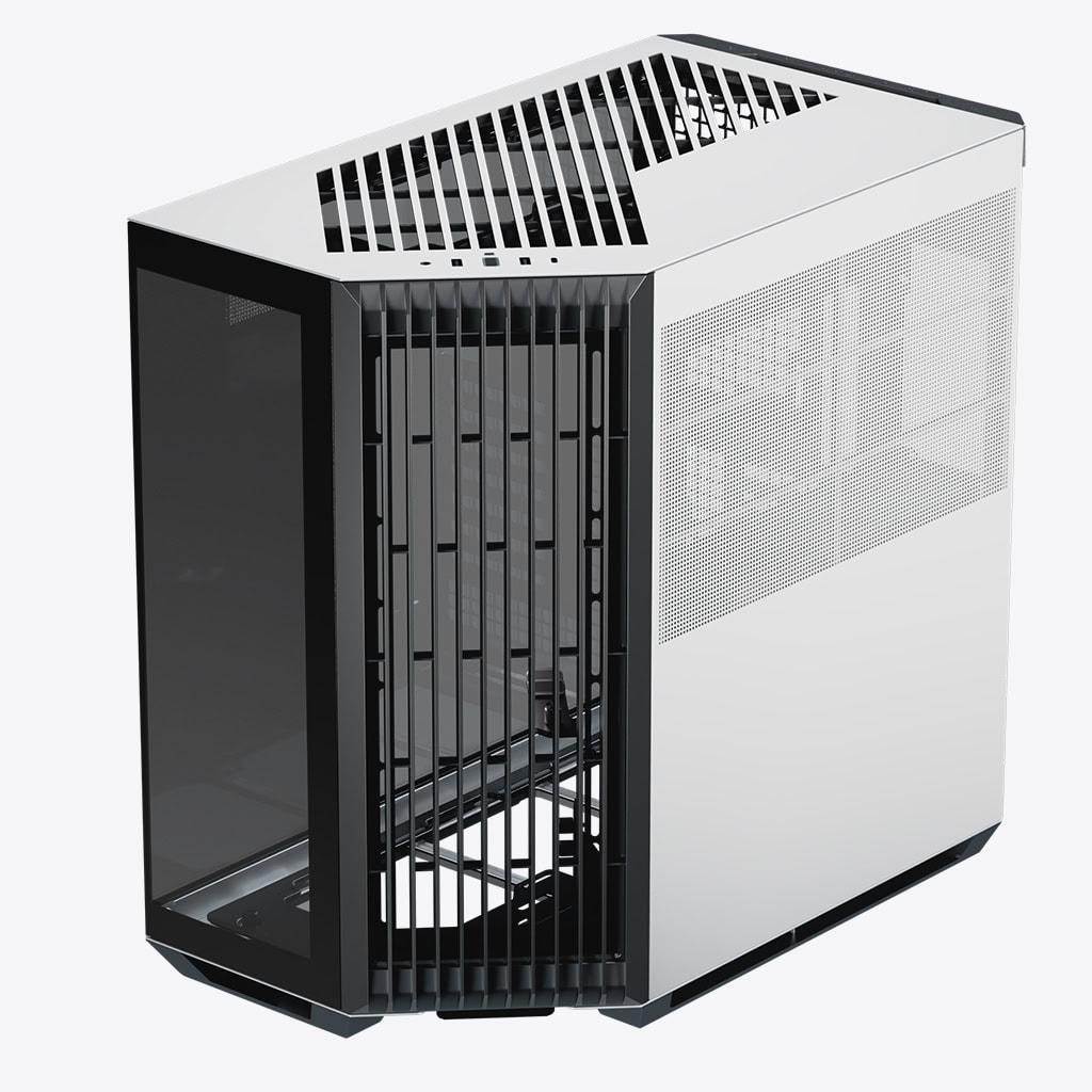 APNX V1 V1-BW-v1 ATX Mid Tower Glass Edition Computer Case, Upto ATX Motherboards, Upto 360mm Radiators, Vertical GPU Holder Kit, Adjustable Motherboard Displacement, Black & White | APCM-V10 1003.M1 – Buy Online