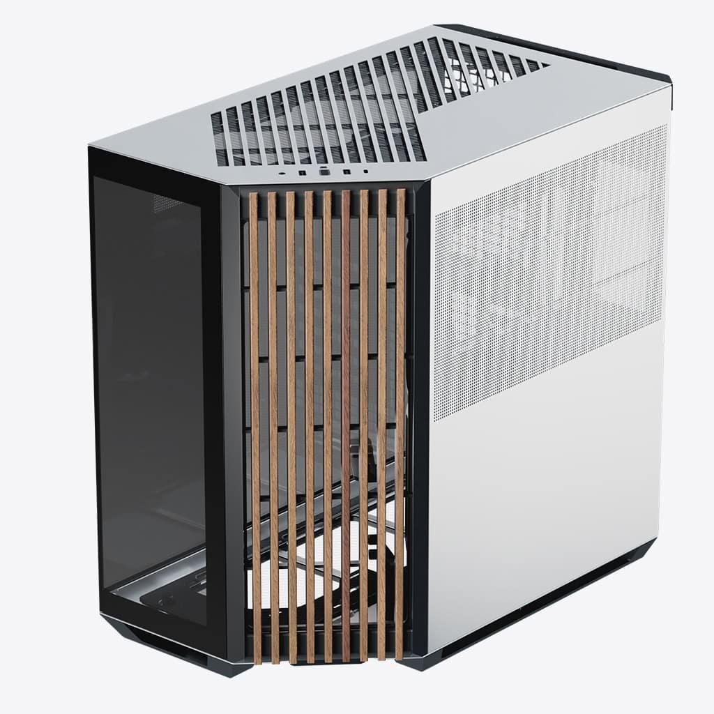 APNX V1-W-WT-V1 ATX Mid Tower Black-and-White/Wood Computer Case, Upto ATX Motherboards, Upto 360mm Radiators, Vertical GPU Holder Kit, Adjustable Motherboard Displacement | APCM-VI01103.M1 – Buy Online