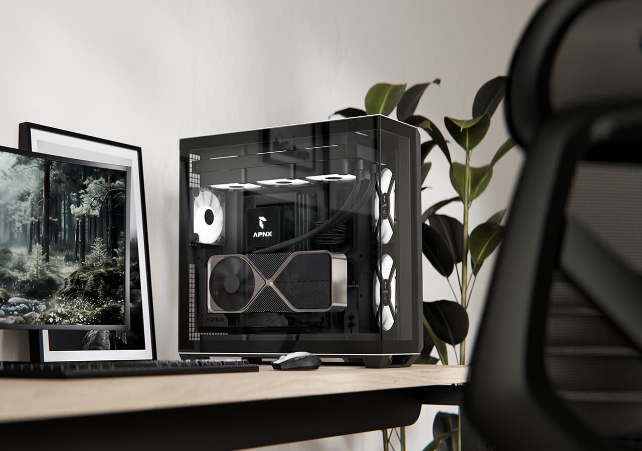 Nanotech APNX V1 Wood Black Built Gaming PC, AMD 7800X3D Ryzen 7, TUF RTX4080-Super 16GB OC, 32GB (2x16GB) 6400MTs, 2TB 990 PRO, 1000W - product view 1 of 7