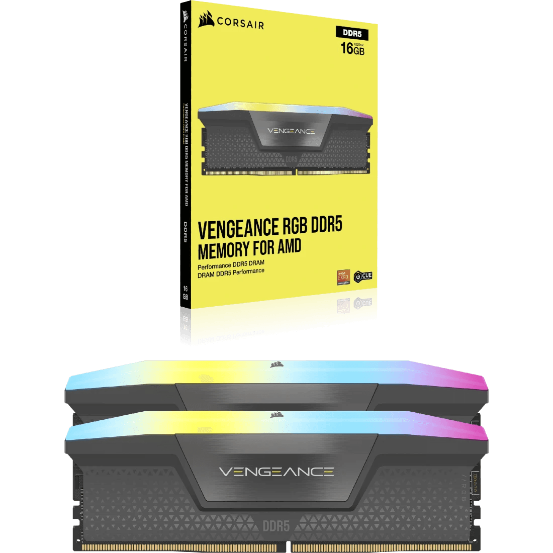 Corsair Corsair VENGEANCE RGB 32GB (2x16GB) DDR5 DRAM Memory Kit, 6000MT/s CL36 AMD EXPO & Intel XMP, Black | CMH32GX5M2E6000Z36 - product view 2 of 5