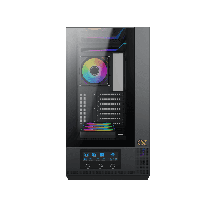 XIGMATEK Xigmatek Vision E-ATX ARGB Case, 3x Tempered Glass, Smart Fan Control LCD Display Panel, 9x Fans Supports, MoBo Upto E-ATX, GPU Upto 410mm, Cooler Upto 360mm, Black | EN45196 - product view 3 of 9