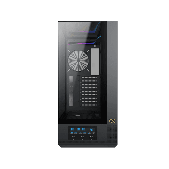 XIGMATEK Xigmatek Vision Pro E-ATX ARGB Case, 3x Tempered Glass, Smart Fan Control LCD Display Panel, 9x Fans Supports, MoBo Upto E-ATX, GPU Upto 410mm, Cooler Upto 360mm, Black | EN45158 - product view 2 of 8