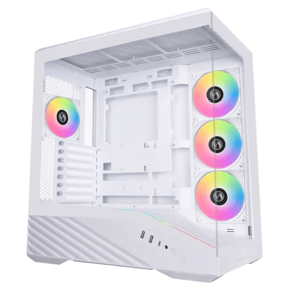 Lian Li V100 ATX Mid-Tower PC Case, 4 x 120mm ARGB PWM Fans Pre-Installed, LED RGB Strip, Display Platform with Tempered Glass, Support 420mm GPUs, 360mm Radiator, Optimized Airflow - White (V100RW) – Buy Online