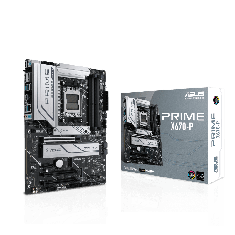 Asus Asus Prime X670-P ATX DDR5 Motherboard, AMD Socket AM5, X670 Chipset, 4x DIMM Max 128GB Memory, Realtek 2.5Gb Ethernet, V-M.2 Slot Only, PCIe 4.0 x16 Slot, M.2 | 90MB1BU0-M0EAY0 - product view 2 of 6
