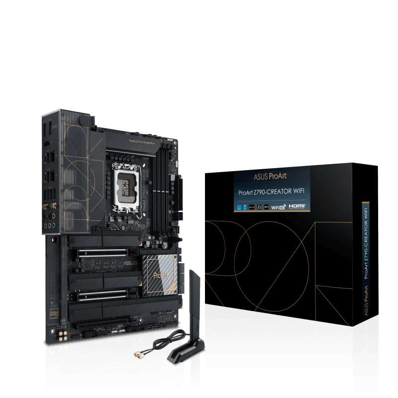 ASUS ProArt Z790-CREATOR WIFI LGA1700 ATX Motherboard, Intel Z790 Chipset, 4 x DDR5 DIMM, 128GB Max Memory, WiFi 6E 6GHz, 10Gb Ethernet, 1 x PCIe 4.0 x16, 1 x HDMI, 2 DP, 6x USB 3.2, 90MB1DV0-M0EAY0