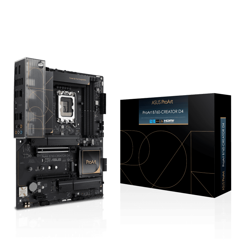 Asus ProArt B760-Creator D4 DDR4 Motherboard, LGA1700 Socket, Intel B760 Chipset, M.2 Heatsink, PCIe 5.0, Thunderbolt 4 Header, 2.5G + 1G LAN, Max Memory 128GB 4xDIMM , 90MB1DU0-M0EAY0