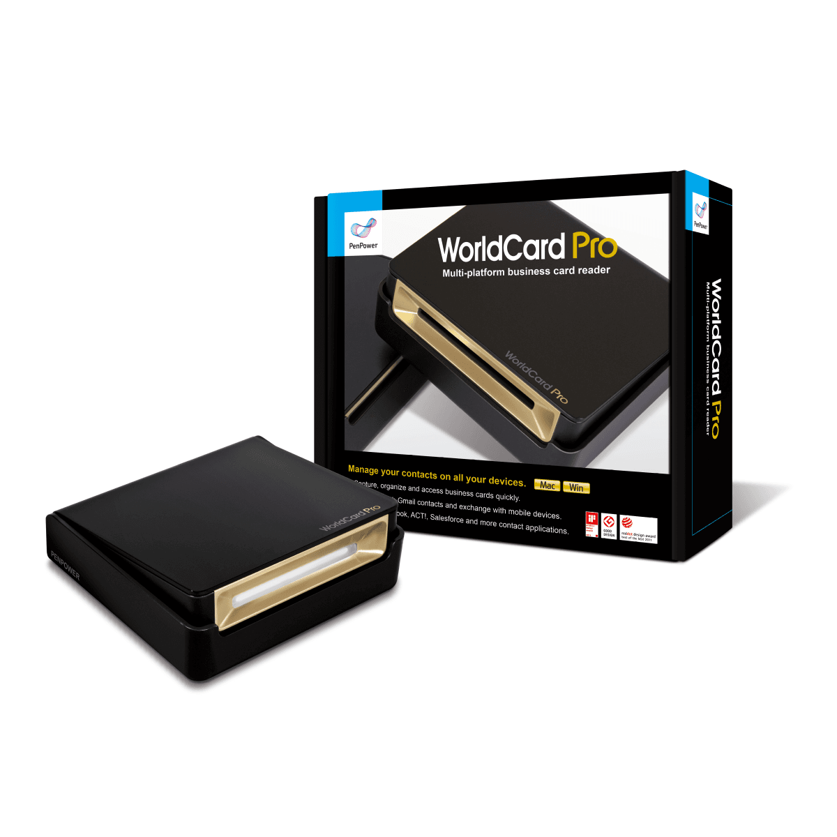 Penpower WorldCard Pro Business Card Reader and Scanner, Windows & Mac Compatible, Black | WCU02A