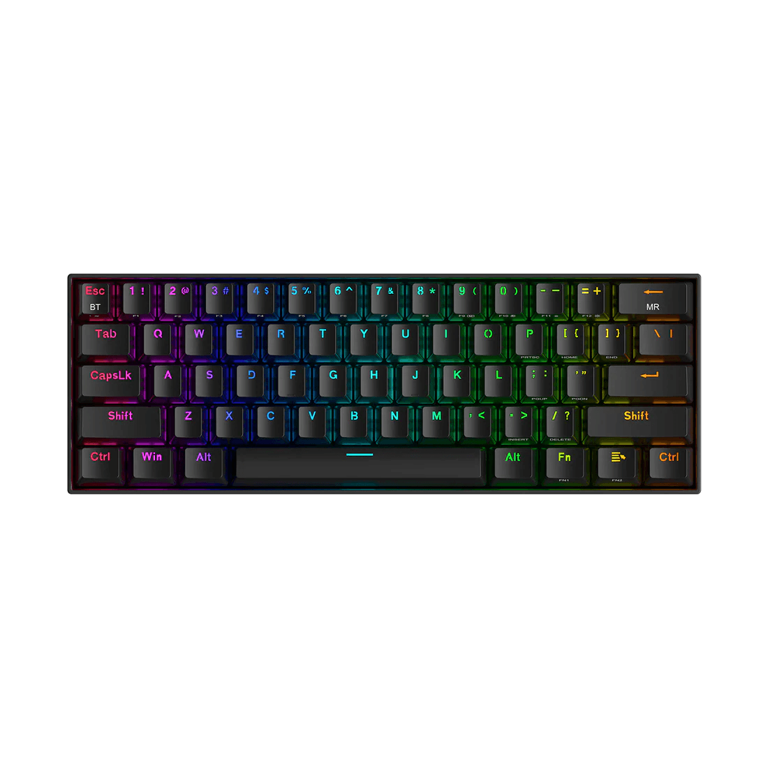 Redragon Redragon K530 PRO Draconic 60% Compact RGB Wireless Mechanical Keyboard, Red Switch,61 Keys Tenkeyless Designed 5.0 Bluetooth Gaming Keyboard and 16.8 Million RGB Lighting for PC, Tablet, Cell Phone | K530RGB-PRO - product view 2 of 5