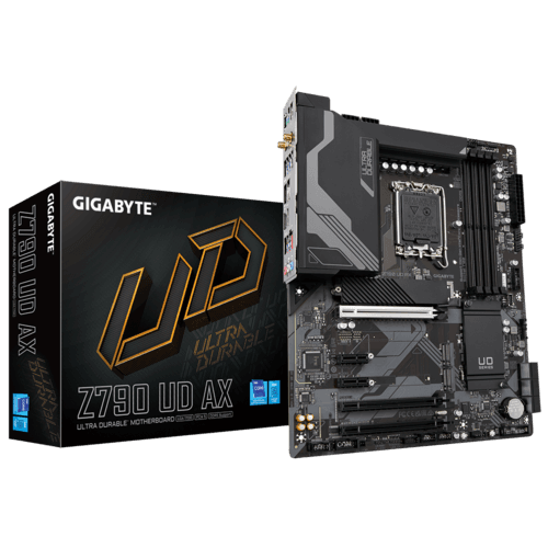 Gigabyte GIGABYTE Z790 UD AX rev. 1.0 LGA 1700 ATX Motherboard, Intel Z790 Chipset, 4 x DDR5 DIMM, Supporting Up to 128GB, 2.5GbE LAN & Wi-Fi 6E, PCIe 5.0 x16, 4 xM.2, DP, HDMI, USB-C 20Gb/s | Z790 UD AX - product view 2 of 5