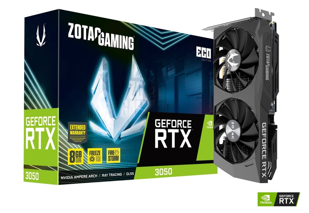 ZOTAC ZOTAC GAMING GEFORCE RTX 3050 8GB GDDR6 ECO Graphics Card - Black | ZT-A30500K-10M - product view 2 of 4