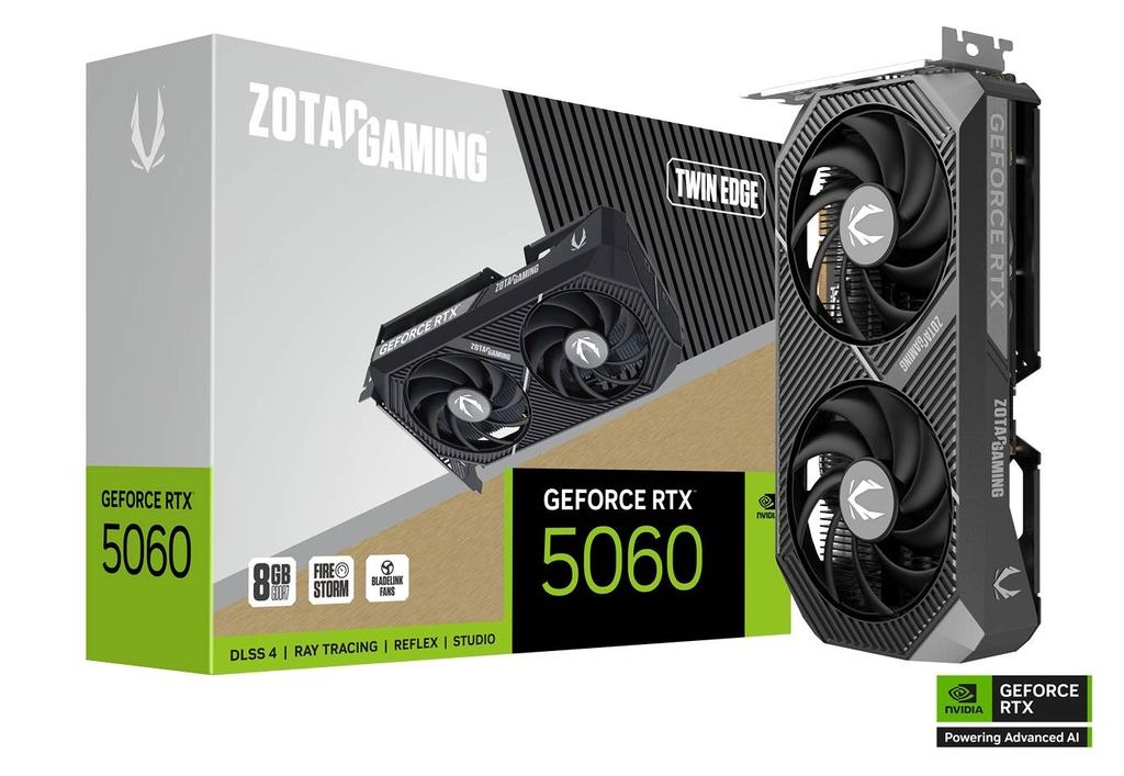 ZOTAC GAMING GeForce RTX 5060 Twin Edge 8GB GDDR7 Graphics Card, 128-bit 28 Gbps, PCI Express 5.0 x8, SFF-Ready, NVIDIA Blackwell architecture and DLSS 4 | ZT-B50600E-10M – Buy Online