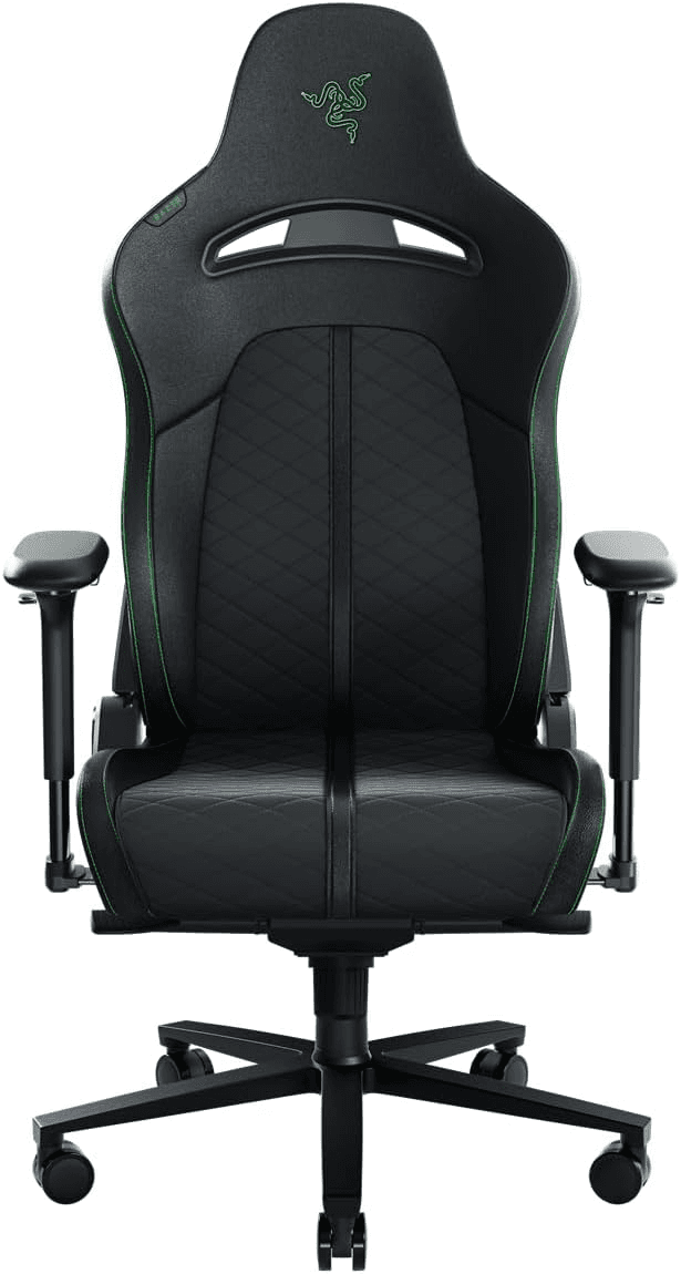 Razer Enki Gaming Chair: All-Day Gaming Comfort - Built-in Lumbar Arch - Optimized Cushion Density - Dual-Textured, Eco-Friendly Synthetic Leather - Reactive Seat Tilt & 152-Degree Recline - Green | RZ38-03720100-R3G1