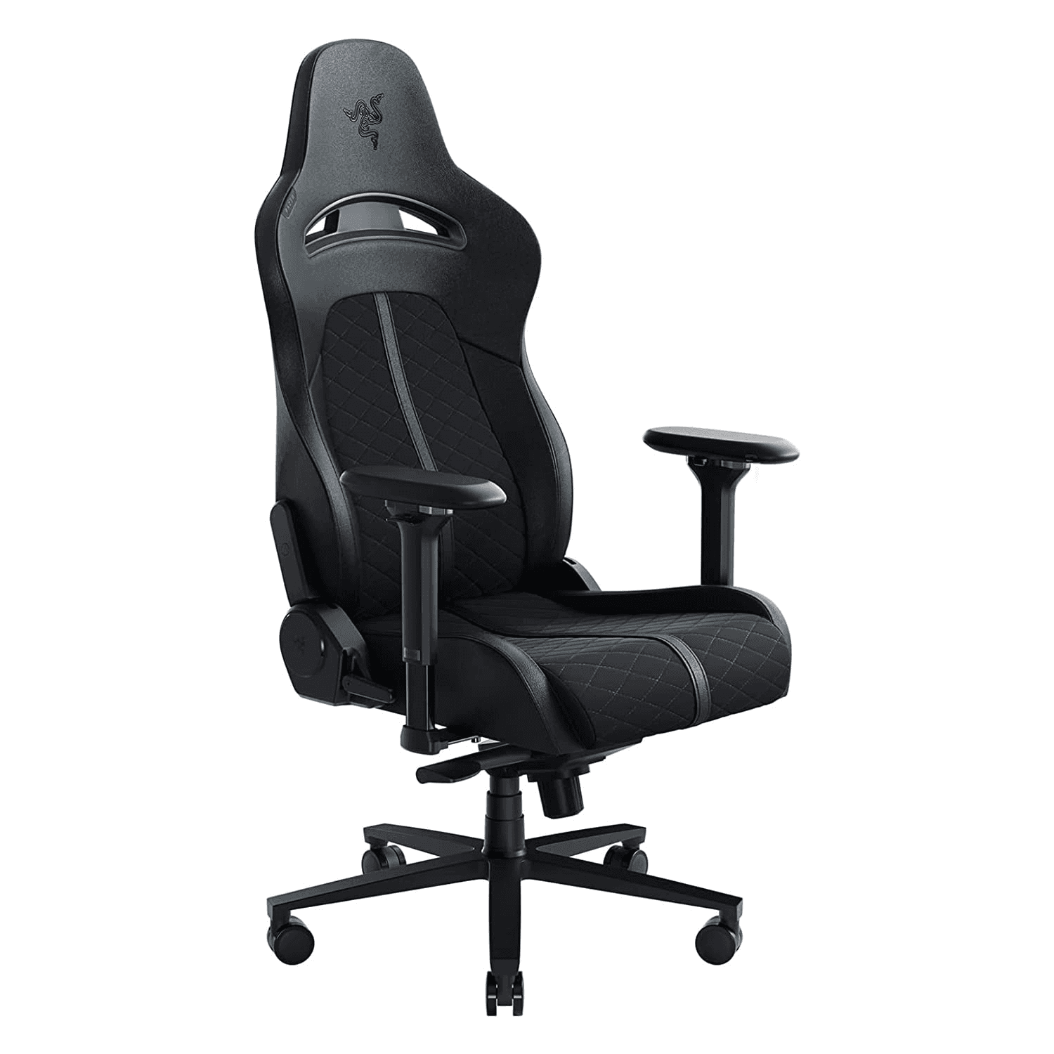 Razer Enki Black Gaming Chair, Designed For All-Day Comfort, Built-in Lumbar Arch, Optimized Cushion Density, 4D Armrests, 4 Gas Lift Class Steel Frame, 152 Degrees Back Angle | RZ38-03720300-R3G1