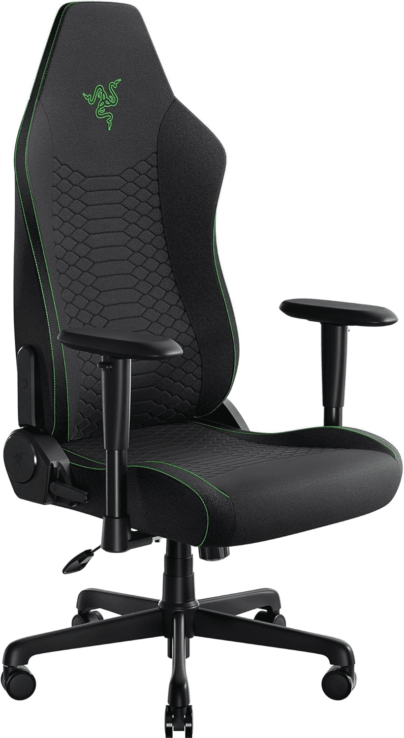 Razer Iskur V2 X Ergonomic Gaming Chair: Built-in Lumbar Support, Widened Seat Base, High Density Foam Cushions, Adjustable 152 Degree Recline, 2D Armrests, Plush Fabric Finish - Black