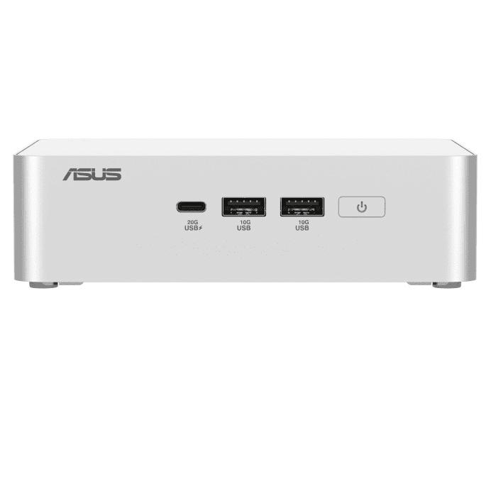 White ASUS NUC 15 PRO+ Mini PC, Ultra 9 285H, WiFi 7, Bluetooth, 4TB NVMe, 64GB (2x 32GB) DDR5 RAM