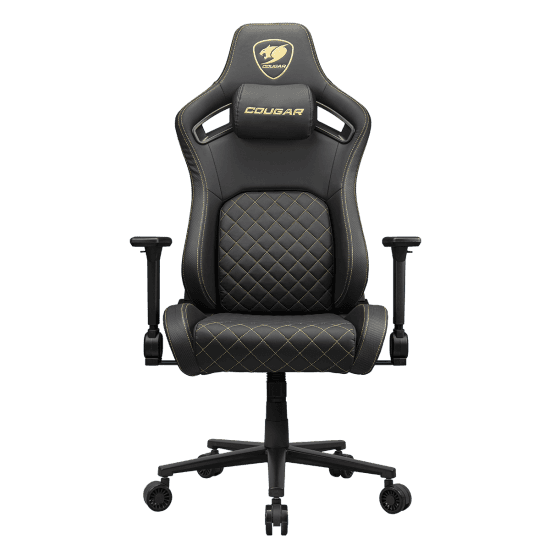 Cougar Defensor Gold Gaming Chair, Hyper-Dura Leatherette, 4D Folding Armrests, Backrest Pocket, Piston Lift Height Adjustment | 3MDFLGLB.0001