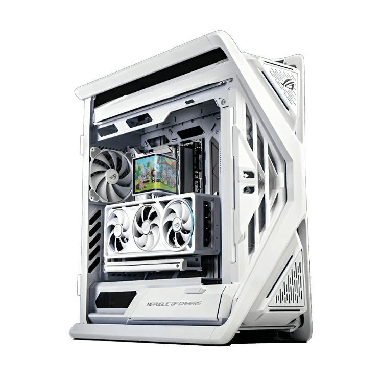 White Gaming & Workstation PC Powered by ASUS: AMD Ryzen 9 9950X3D + ASUS ROG Astral RTX 5080 OC 16GB GDDR7 White, 64GB DDR5 6000MHz RGB, 2TB PCIe Gen5 NVMe SSD (14,700MB/s), PANORAMA SE 360mm AIO, 1000W  Platinum, WiFi 7
