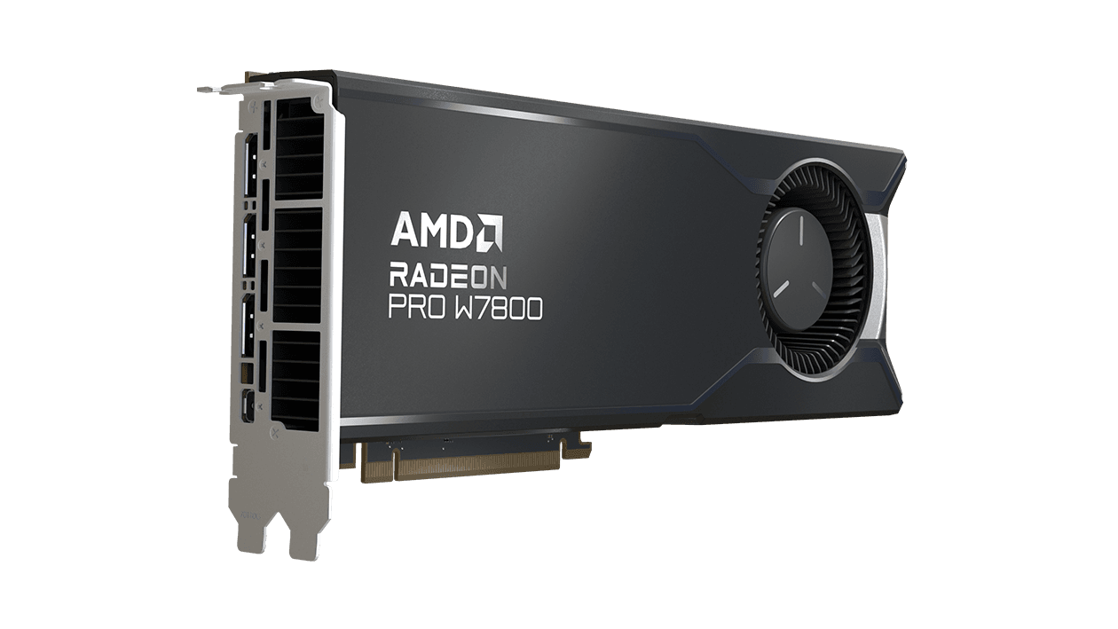 AMD Radeon??? Pro W7800, Professional Graphics Card, Workstation, AI, 3D Rendering, 32GB GDDR6, DisplayPort??? 2.1, AV1, 45 TFLOPS, 70 CUS, 260W TDP, 8K
