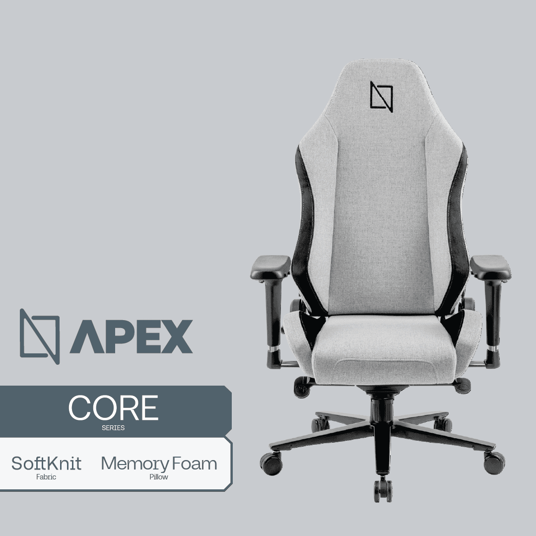 NAVO APEX CORE Gaming Chair, Breathable and Comfortable SoftKnit Fabric, Backrest Recline: 90-135??, Ideal For Gamers, Office Workers | GREY