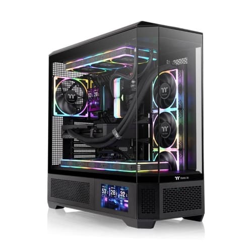 Thermaltake View 600 TG Black Full Tower E-ATX case, up to ten 120/140mm fans & 360mm/420mm radiators, built-in GPU bracket, Compatible Hidden-connector Motherboards | CA-11H-00F1WN-00
