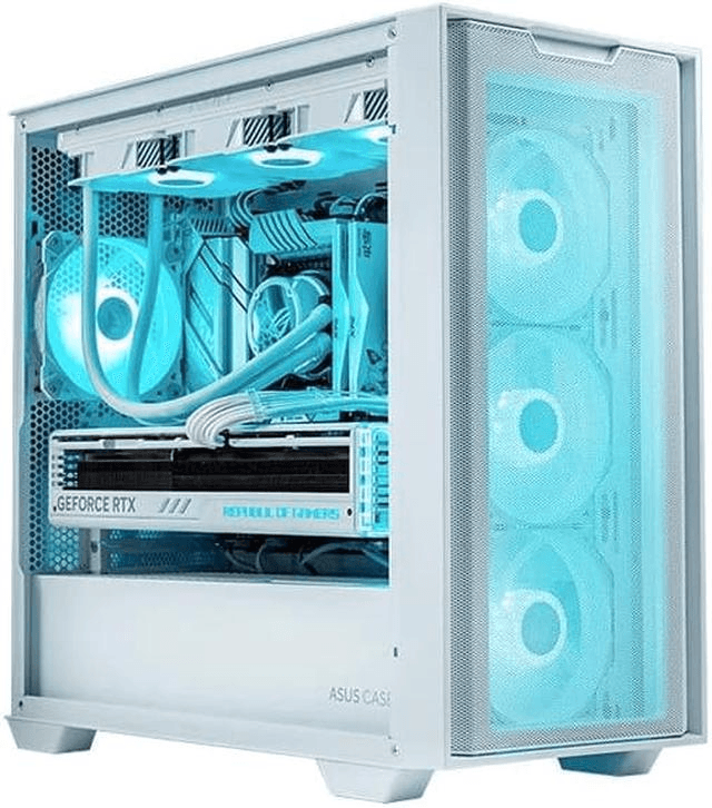 White AMD Gaming PC, AMD Ryzen 7 7800X3D, Dual RTX 4070 SUPER 12GB, 32GB (2x 16GB) 6000MTs, 2TB NVMe SSD, Air Cooler, 750W