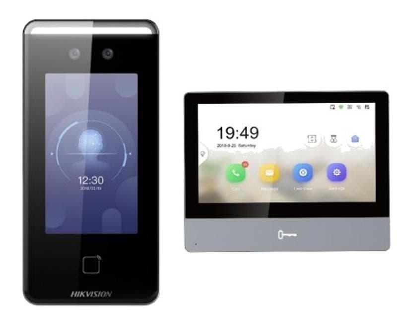 Hikvision DS-KIS901-P Facial Network Intercom Kit (Bundle), MinMoe face recognition terminal and indoor station bundle for villa or commercial, One call button for easier calls, Wi-Fi and PoE