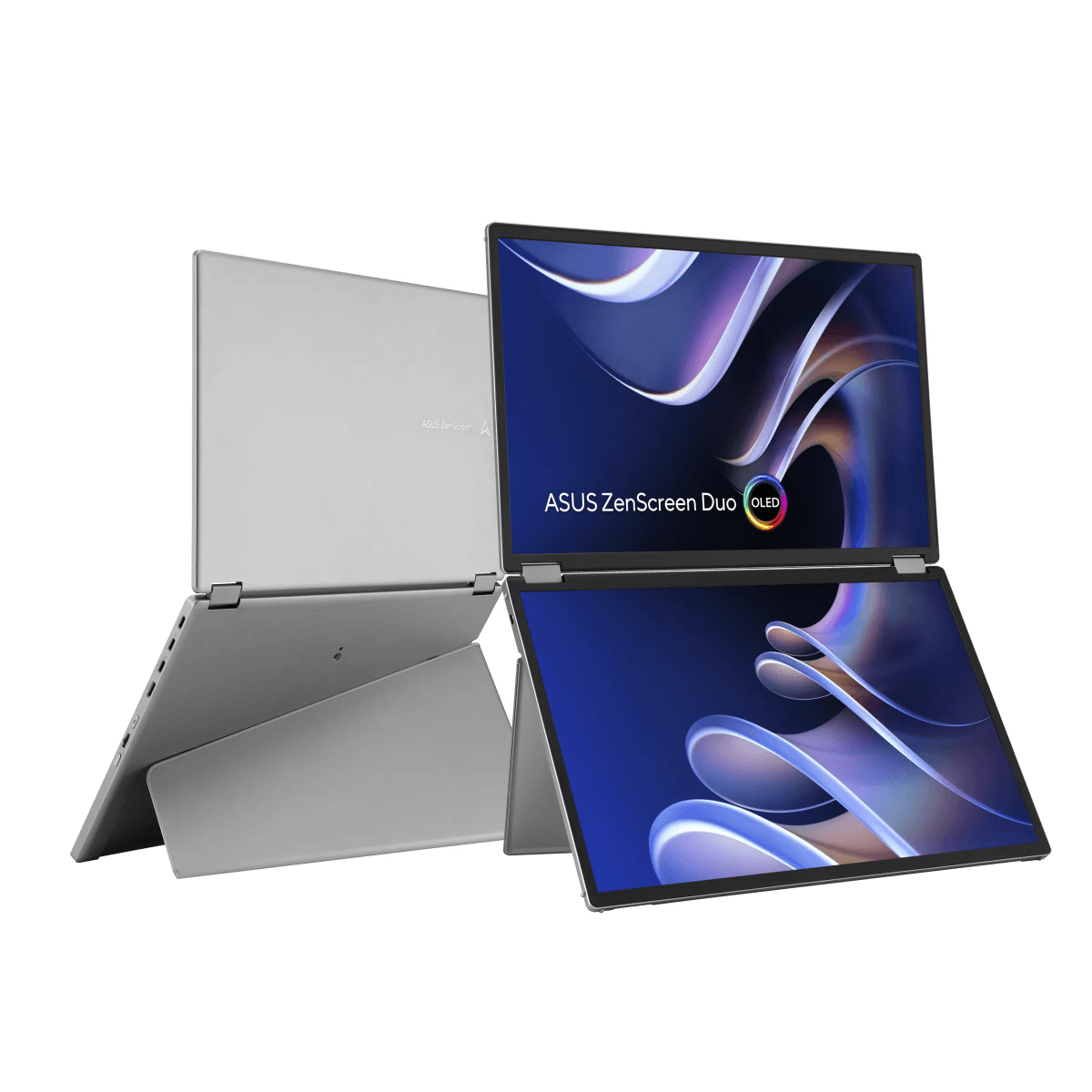 ASUS ZenScreen Duo OLED MQ149CD 360 Foldable Portable Monitor, Dual 14-inch, 16:10, 1920x1200 FHD, OLED panels, DisplayHDR 400 True Black, 100% DCI-P3, Delta<2, Dual USB Type-C, mini-HDMI, kickstand, and standard tripod hole | 90LM0AKV-B01N70