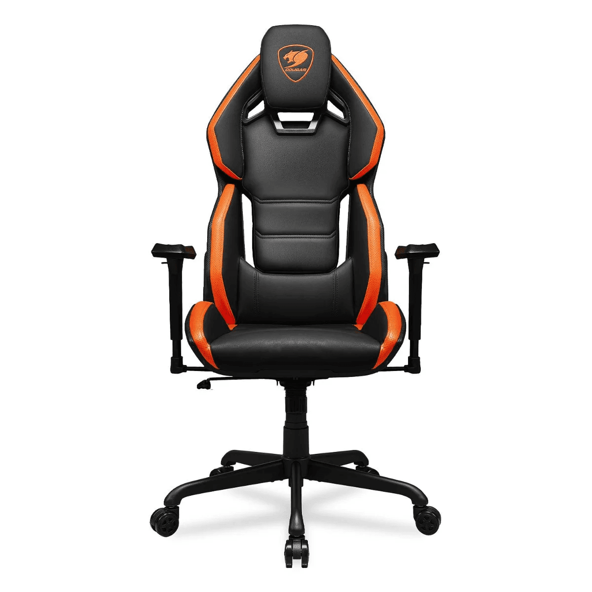 Cougar Hotrod Multi-zone Backrest Anchored Gaming Chair, Hyper-dura Leatherette, 3D Adjustable Armrest, Class 4 Gas Lift, 150º Reclining, 5-Star Steel Base, 2.4&quot; Wheels, Orange-Black | 3MARXORB.0001