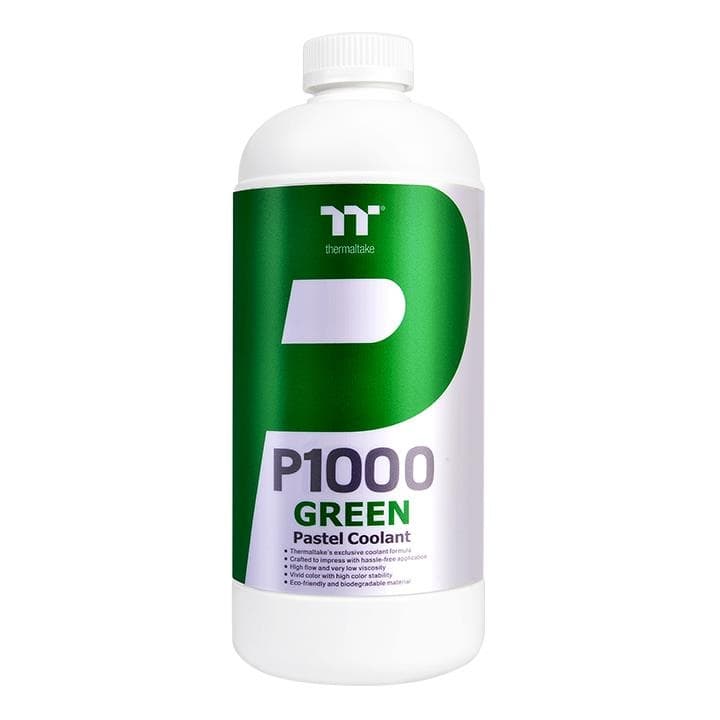 Thermaltake P1000 Pastel Coolant, 1000ml Green pastel based non-transparent and high performance coolant for PC water-cooling, offering superb protection for copper, nickel, brass, and aluminum | CL-W246-OS00GR-A