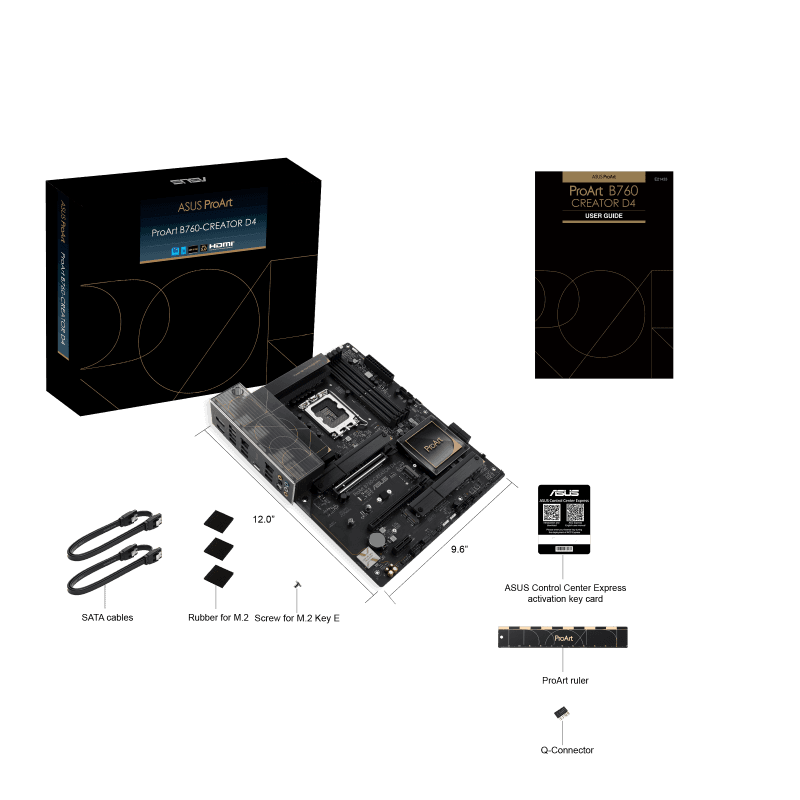 Asus ProArt B760-Creator D4 DDR4 Motherboard, LGA1700 Socket, Intel B760 Chipset, M.2 Heatsink, PCIe 5.0, Thunderbolt 4 Header, 2.5G + 1G LAN, Max Memory 128GB 4xDIMM , 90MB1DU0-M0EAY0