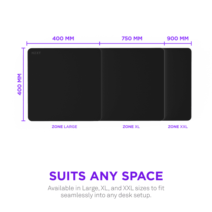 NZXT Zone XL Cloth Gaming Mousepad, Spill-Resistant, L 750 mm (29.53 in), W 400 mm (15.75 in), Micro-weave cloth, Black | MM-XLGSP-BK