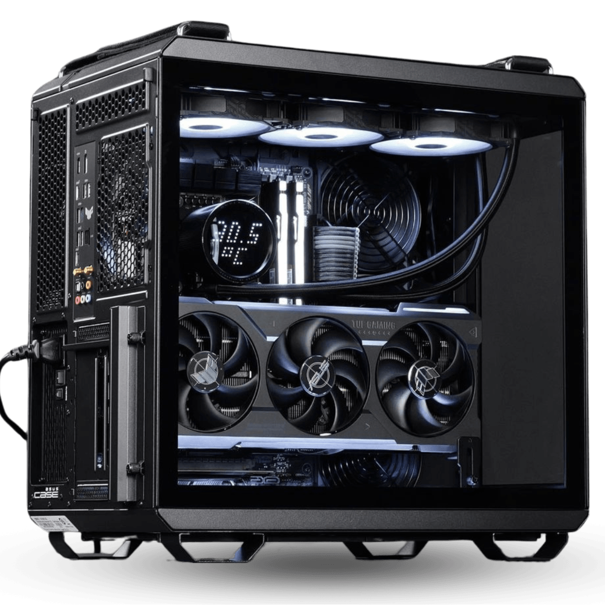 Asus ASUS Powered 8K Video Rendering & Gaming PC, Core i7-14700K, RTX 4080 SUPER 16GB OC, 64GB (2x32GB), 2TB  NVMe, Liquid Cooler, 850W - product view 1 of 3