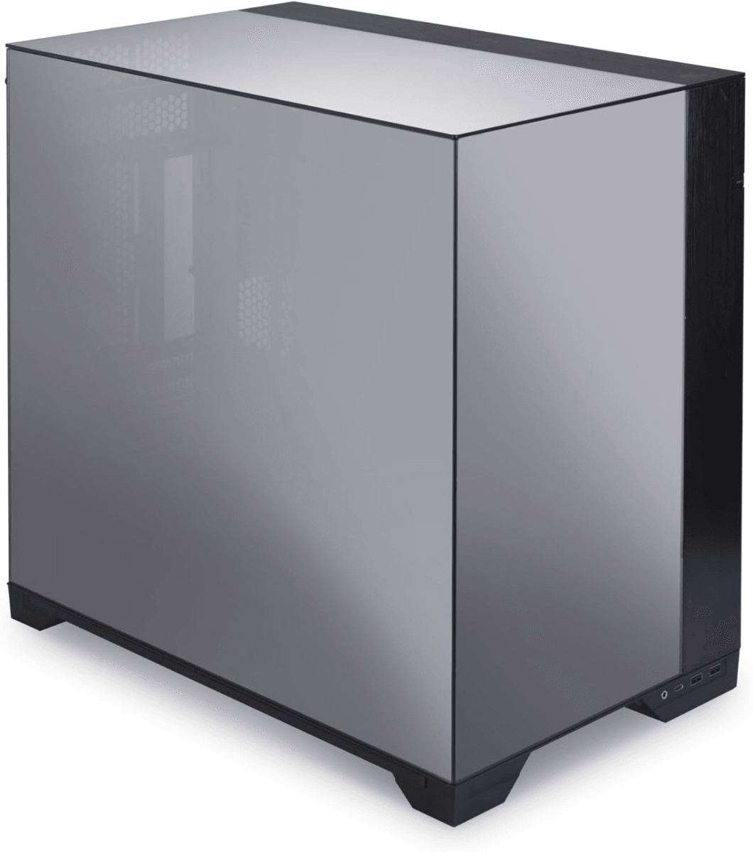 Lian Li O11 Vision Tower Computer Case, Steel & 3mm Tempered Glass Materials, 360mm Radiator & 8x 120mm Fan Support, Cable Management, Dual-Chamber Layout, Dust Filters, Chrome | G99.011VC.00 image