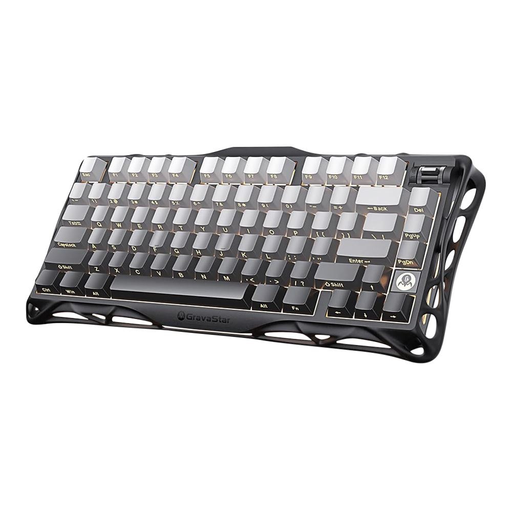 Gravastar Mercury K1 Gradient Black Tri-mode (Wired/Bluetooth/2.4GHz Wireless) 75% Mechanical Gaming Keyboard, Side Engraving, Bionic Flow, 5-Layer Sound Deadening Padding, Wear Resistant and Non-Slip, RGB Backlit Keyboard, Black | GS K1_GBLK image