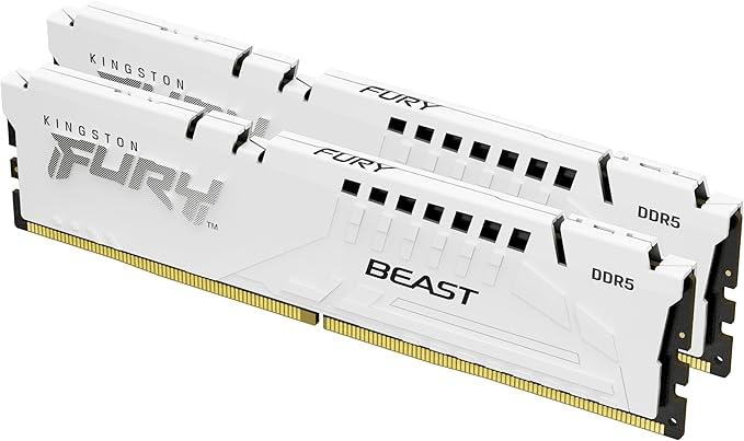 Kingston FURY Beast White EXPO 32GB (2x16GB) DDR5 Memory Kit, DIMM (Kit of 2), 6000MT/s CL30 Non-ECC Unbuffered, 1RX8 30-36-36 1.4V 288-pin 16Gbit,  AMD EXPO & Intel XMP, White | KF560C30BWEK2-32 image