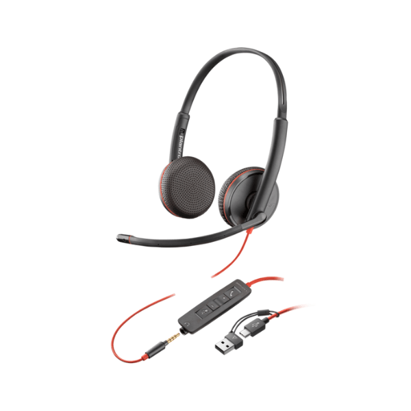 HP Poly Blackwire 3220 Stereo USB-C Headset +USB-C/A Adapter, Noise cancelling Microphone  | 8X228AA image