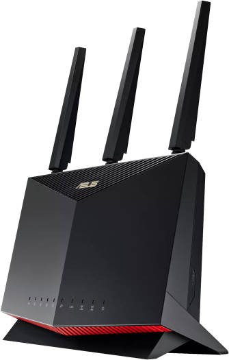 Asus ASUS RT-AX86U Pro AX5700 Wireless Router, Up to 5665 Mb/s, Dual-Band, 4x Ethernet Ports, AiProtection Pro, Red-Black | 90IG07N0-MU2B00 - product view 1 of 10