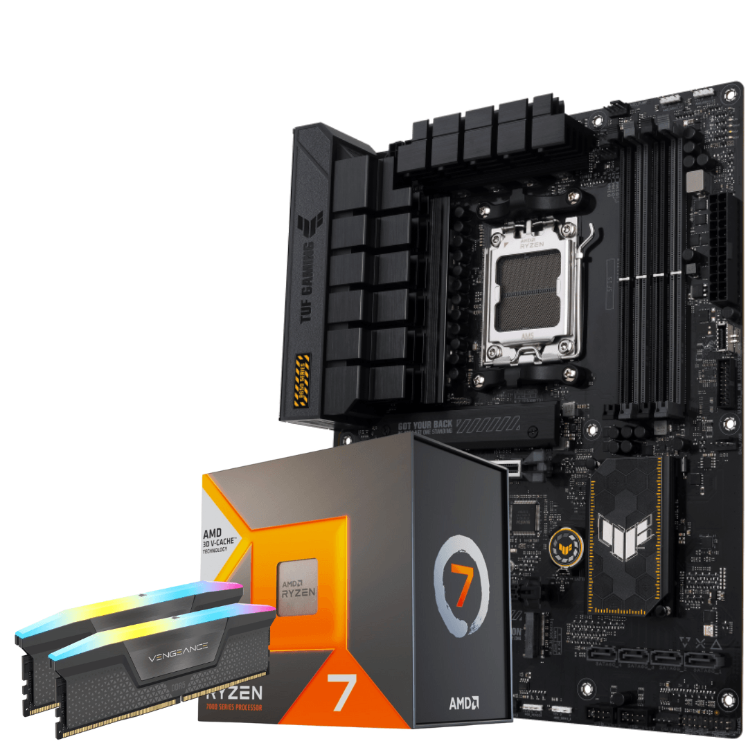 Gaming X Bundle, AMD 7800X3D Desktop Processor, TUF GAMING B650-E WIFI Motherboard, 32GB (2x16GB) DDR5 DRAM image