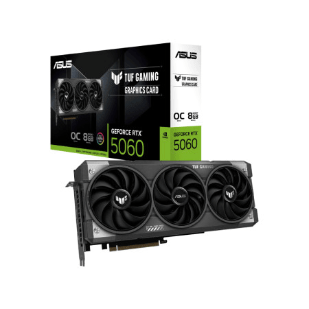 ASUS TUF Gaming GeForce RTX 5060 8GB GDDR7 OC Edition Graphic card, 128-bit 28 Gbps, 3840 CUDA Core, 2677MHz OC Clock,  PCI Express 5.0, NVIDIA Blackwell Architecture | 90YV0N00-M0NA00 image