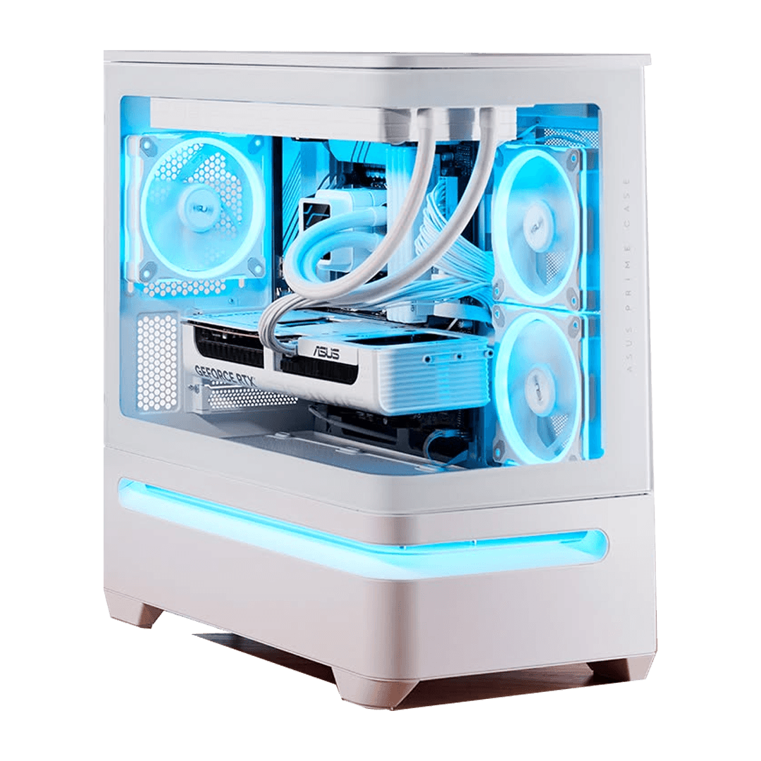 White Gaming PC: AMD Ryzen 7 7800X3D, Dual RTX 5060 Ti 16GB, 32GB DDR5, 1TB NVMe, 360mm AIO, 750W image