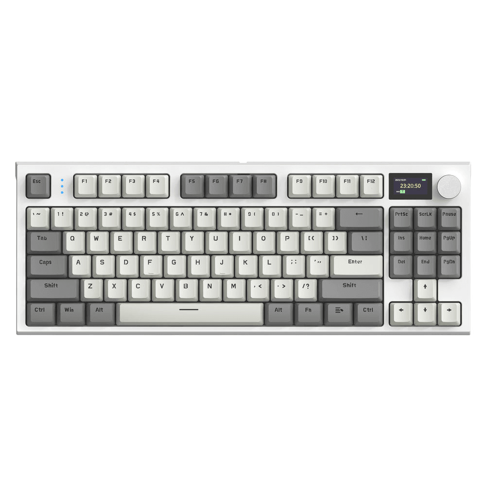 ATTACK SHARK K86 Wireless Mechanical Keyboard, 75% Gasket Mount, TFT Color Display & Knob, Blue Whale Linear Switches, Retro Grey | K86 image