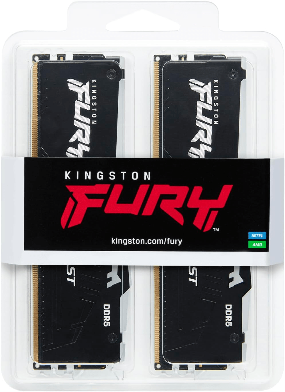 Kingston FURY Beast Black 16GB (2x8GB) DDR5 Memory, 6000MT/s DIMM (Kit of 2) CL36 EXPO Non-ECC Unbuffered 1RX16 36-38-38 1.35V 288-pin 16Gbit | KF560C36BBEK2-16 image