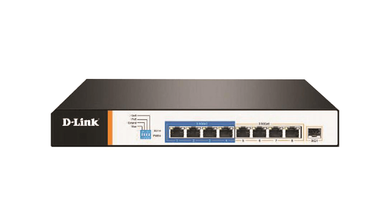 D-Link DMS-F109TP 8 Port Multi-Gigabit PoE Switch, 8-Port 2.5G PoE++ (150W), 1-Port 10G SFP+ Uplink, 90W Ultra PoE Support, 250m Extended Range | DMS-F109TP image
