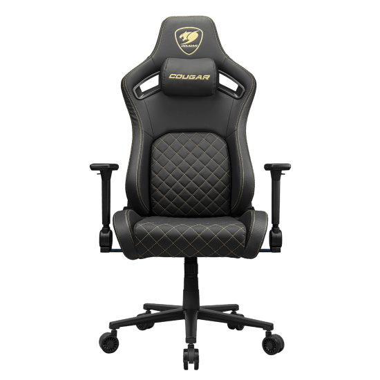 Cougar Defensor Gold Gaming Chair, Hyper-Dura Leatherette, 4D Folding Armrests, Backrest Pocket, Piston Lift Height Adjustment | 3MDFLGLB.0001 image