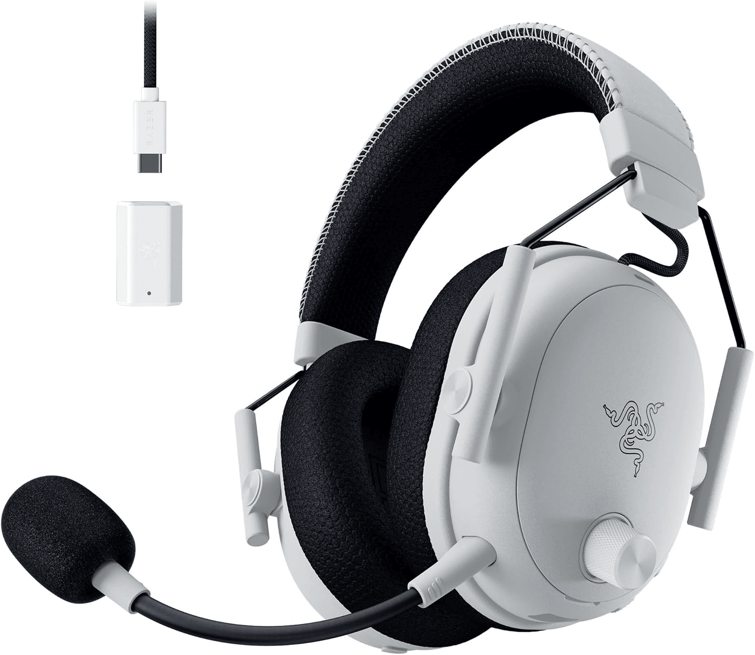 Razer BlackShark V3 Pro Wireless ANC White Esports Gaming Headset with Ultra-Low Latency and THX Spatial Audio, Full Band Mic, 50mm Drivers, 2.4 GHz, Bluetooth, USB, 3.5mm, Works with Mac, PS5, Nintendo Switch, Smartphone | RZ04-05400200-R3M1 image