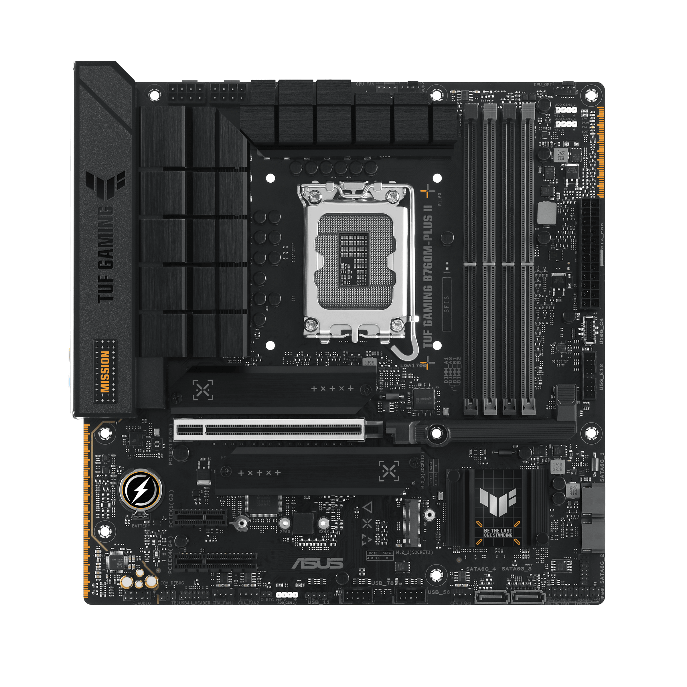 ASUS TUF GAMING B760M-PLUS II Intel micro-ATX Motherboard, LGA1700, 4x DIMM slots, Max. 192GB, DDR5, 3x M.2 slots and 4 x SATA 6Gb/s ports, PCIe 5.0 | 90MB1HD0-M0EAY0 image