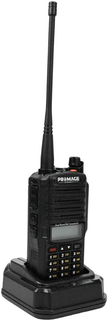 Promage Connect PC-WT900 PLUS Two Way Radio, Earpiece, Dual Band, Auto-Back Light, Time-out Timer, Voice Prompt, AUTO Keypad Lock, Emergency Alarm, Flashlight, Black | PC-WT900 PLUS image