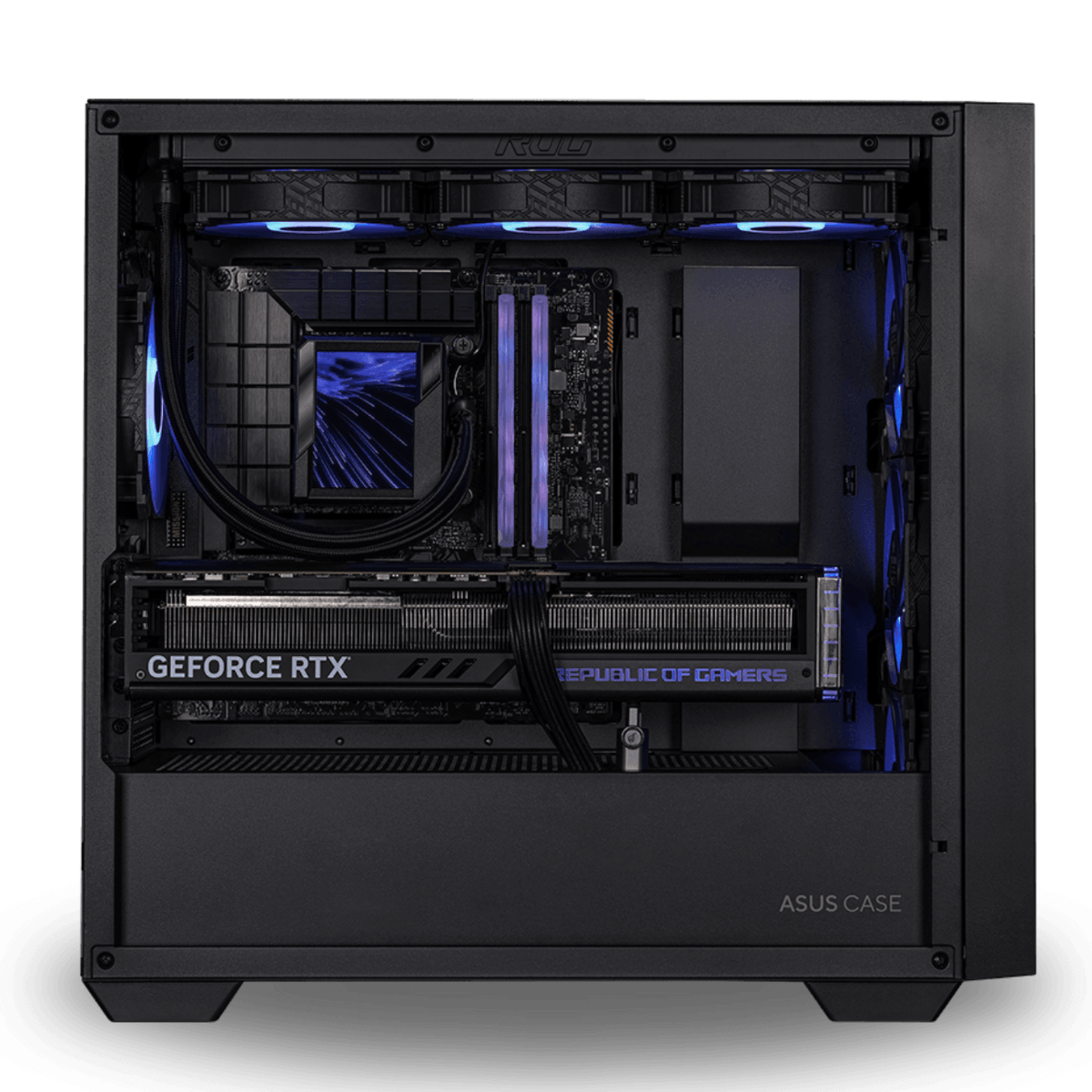 ASUS Powered AMD 8th Series Gaming PC- AMD Ryzen 7 8700G 8 Cores 16 Threads, Radeon RX 7600 XT OC 16GB GDDR6 128-bit, 32GB DDR5 RAM 7200MHz, 1TB SSD Gen 4 990 PRO, 850W 80+ Gold, 360mm Liquid Cooler, Wi-Fi + BT  image